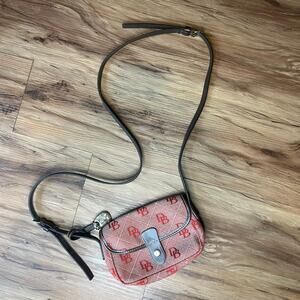 Vintage Small Dooney and Bourke Red Monogram Cross Body Bag Tote Clutch